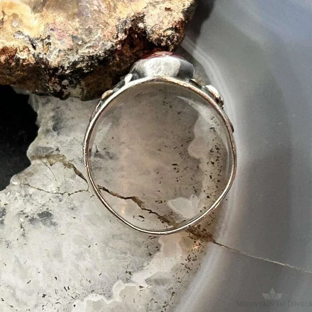 Vintage Native American Sterling Silver Oval Carnelian Ring Size 7.75 For Women